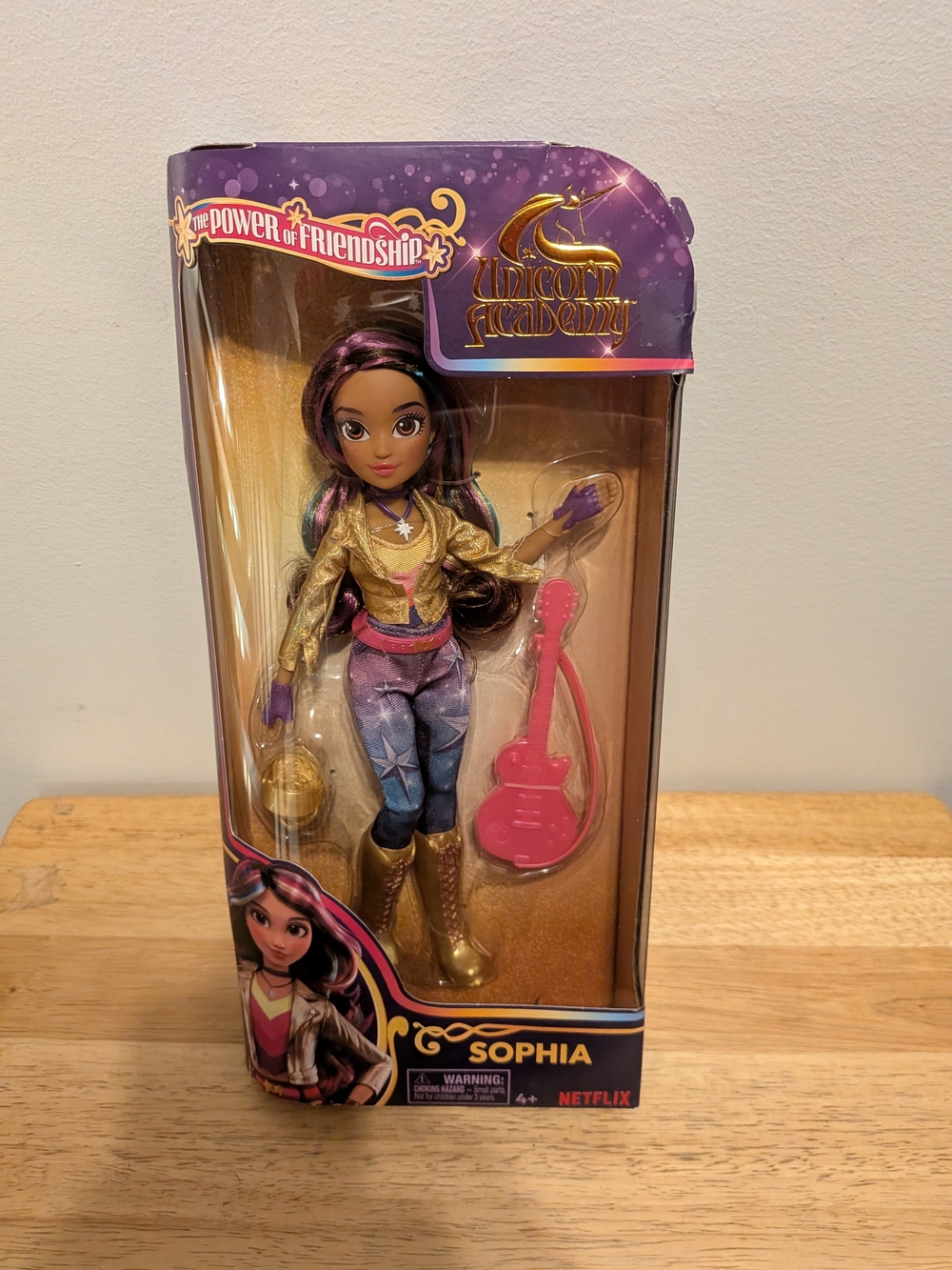 Sophia Doll in Purple & Gold with Pink Guitar